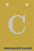 A simulated image of the stitched needlepoint design: Banner 13m Squared C White on Yellow. Not A.I. generated.