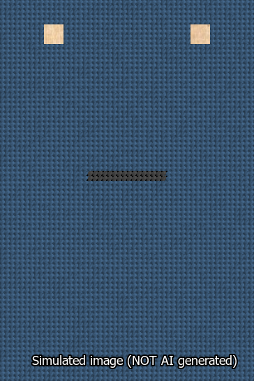 A simulated image of the stitched needlepoint design: Banner 13m Squared Dash Black on Blue. Not A.I. generated.