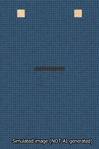 A simulated image of the stitched needlepoint design: Banner 13m Squared Dash Black on Blue. Not A.I. generated.