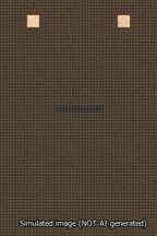 A simulated image of the stitched needlepoint design: Banner 13m Squared Dash Black on Brown. Not A.I. generated.