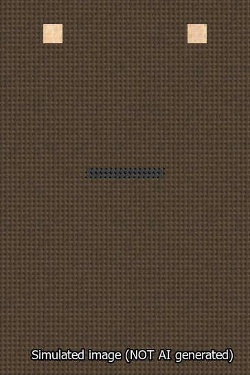 A simulated image of the stitched needlepoint design: Banner 13m Squared Dash Black on Brown. Not A.I. generated.