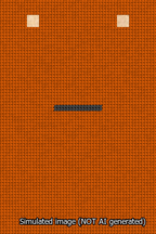 A simulated image of the stitched needlepoint design: Banner 13m Squared Dash Black on Orange. Not A.I. generated.