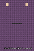 A simulated image of the stitched needlepoint design: Banner 13m Squared Dash Black on Purple. Not A.I. generated.