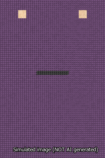 A simulated image of the stitched needlepoint design: Banner 13m Squared Dash Black on Purple. Not A.I. generated.