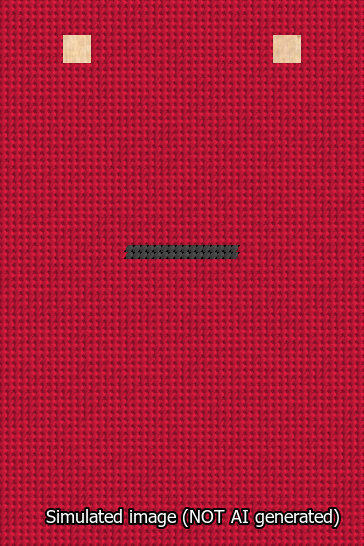 A simulated image of the stitched needlepoint design: Banner 13m Squared Dash Black on Red. Not A.I. generated.