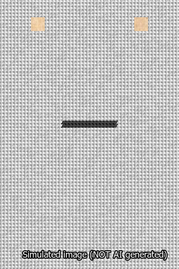 A simulated image of the stitched needlepoint design: Banner 13m Squared Dash Black on White. Not A.I. generated.