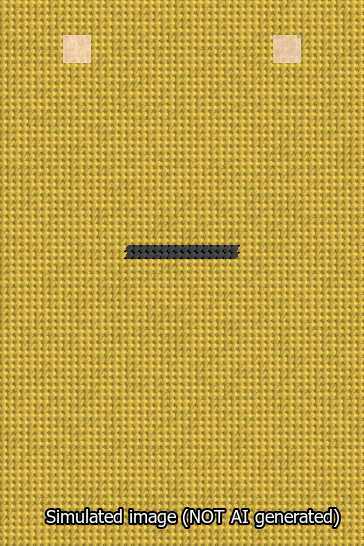 A simulated image of the stitched needlepoint design: Banner 13m Squared Dash Black on Yellow. Not A.I. generated.