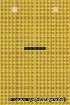 A simulated image of the stitched needlepoint design: Banner 13m Squared Dash Black on Yellow. Not A.I. generated.