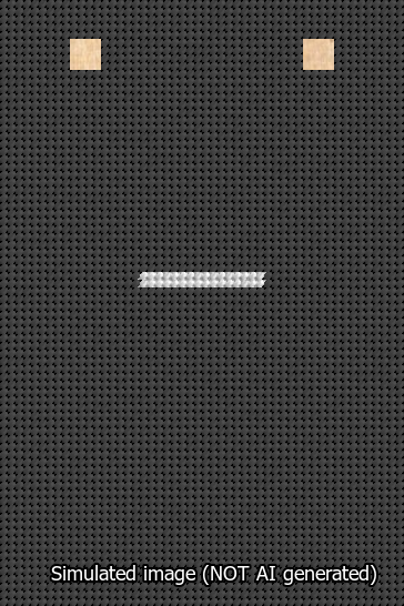 A simulated image of the stitched needlepoint design: Banner 13m Squared Dash White on Black. Not A.I. generated.