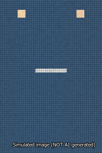 A simulated image of the stitched needlepoint design: Banner 13m Squared Dash White on Blue. Not A.I. generated.