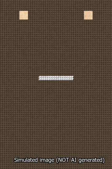 A simulated image of the stitched needlepoint design: Banner 13m Squared Dash White on Brown. Not A.I. generated.