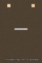 A simulated image of the stitched needlepoint design: Banner 13m Squared Dash White on Brown. Not A.I. generated.