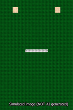 A simulated image of the stitched needlepoint design: Banner 13m Squared Dash White on Green. Not A.I. generated.