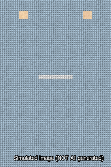 A simulated image of the stitched needlepoint design: Banner 13m Squared Dash White on Light Blue. Not A.I. generated.