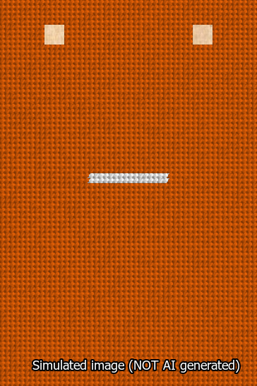 A simulated image of the stitched needlepoint design: Banner 13m Squared Dash White on Orange. Not A.I. generated.