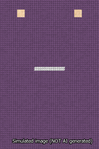 A simulated image of the stitched needlepoint design: Banner 13m Squared Dash White on Purple. Not A.I. generated.
