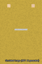 A simulated image of the stitched needlepoint design: Banner 13m Squared Dash White on Yellow. Not A.I. generated.