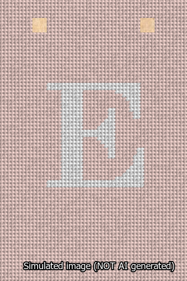 A simulated image of the stitched needlepoint design: Banner 13m Squared E White on Pink. Not A.I. generated.