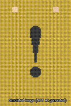 A simulated image of the stitched needlepoint design: Banner 13m Squared Exclamation Black on Yellow. Not A.I. generated.