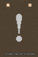A simulated image of the stitched needlepoint design: Banner 13m Squared Exclamation White on Brown. Not A.I. generated.