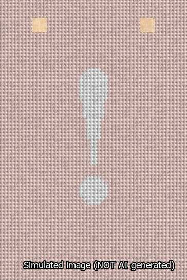A simulated image of the stitched needlepoint design: Banner 13m Squared Exclamation White on Pink. Not A.I. generated.