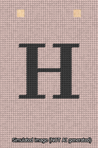A simulated image of the stitched needlepoint design: Banner 13m Squared H Black on Pink. Not A.I. generated.