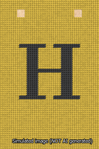 A simulated image of the stitched needlepoint design: Banner 13m Squared H Black on Yellow. Not A.I. generated.