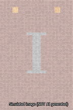 A simulated image of the stitched needlepoint design: Banner 13m Squared I White on Pink. Not A.I. generated.