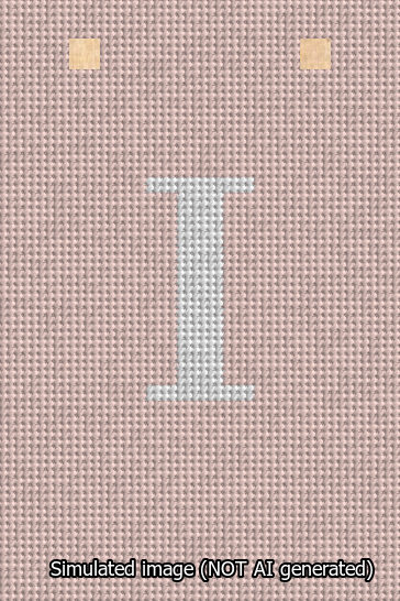 A simulated image of the stitched needlepoint design: Banner 13m Squared I White on Pink. Not A.I. generated.