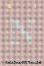 A simulated image of the stitched needlepoint design: Banner 13m Squared N White on Pink. Not A.I. generated.