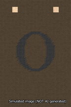A simulated image of the stitched needlepoint design: Banner 13m Squared O Black on Brown. Not A.I. generated.