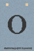 A simulated image of the stitched needlepoint design: Banner 13m Squared O Black on Light Blue. Not A.I. generated.