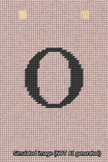 A simulated image of the stitched needlepoint design: Banner 13m Squared O Black on Pink. Not A.I. generated.