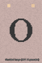 A simulated image of the stitched needlepoint design: Banner 13m Squared O Black on Pink. Not A.I. generated.