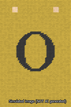A simulated image of the stitched needlepoint design: Banner 13m Squared O Black on Yellow. Not A.I. generated.