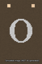 A simulated image of the stitched needlepoint design: Banner 13m Squared O White on Brown. Not A.I. generated.