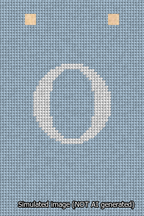 A simulated image of the stitched needlepoint design: Banner 13m Squared O White on Light Blue. Not A.I. generated.
