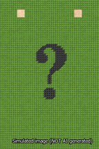 A simulated image of the stitched needlepoint design: Banner 13m Squared Question Black on Light Green. Not A.I. generated.