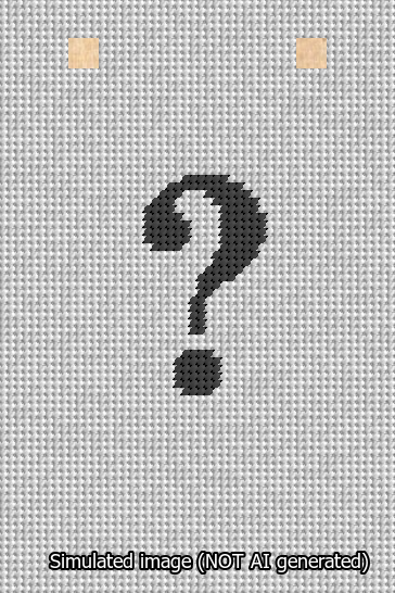 A simulated image of the stitched needlepoint design: Banner 13m Squared Question Black on White. Not A.I. generated.