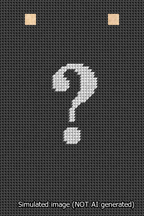 A simulated image of the stitched needlepoint design: Banner 13m Squared Question White on Black. Not A.I. generated.