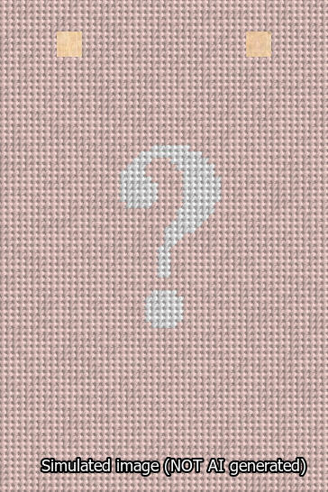 A simulated image of the stitched needlepoint design: Banner 13m Squared Question White on Pink. Not A.I. generated.