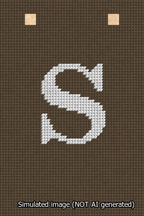 A simulated image of the stitched needlepoint design: Banner 13m Squared S White on Brown. Not A.I. generated.