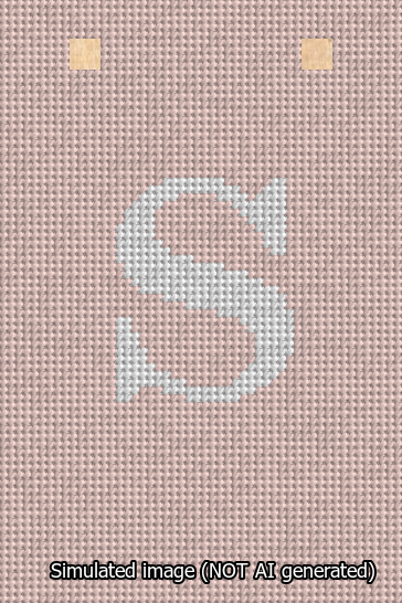A simulated image of the stitched needlepoint design: Banner 13m Squared S White on Pink. Not A.I. generated.
