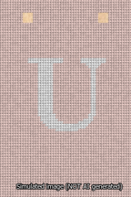 A simulated image of the stitched needlepoint design: Banner 13m Squared U White on Pink. Not A.I. generated.