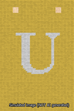 A simulated image of the stitched needlepoint design: Banner 13m Squared U White on Yellow. Not A.I. generated.