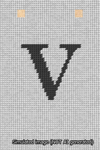A simulated image of the stitched needlepoint design: Banner 13m Squared V Black on White. Not A.I. generated.