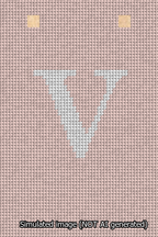A simulated image of the stitched needlepoint design: Banner 13m Squared V White on Pink. Not A.I. generated.