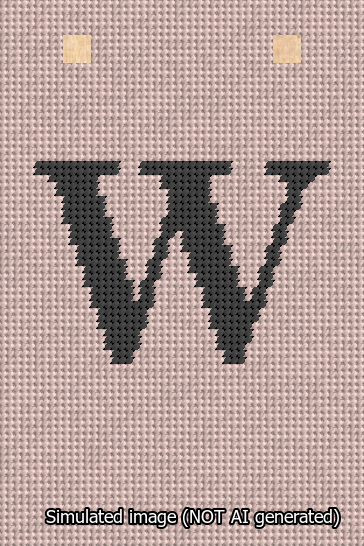 A simulated image of the stitched needlepoint design: Banner 13m Squared W Black on Pink. Not A.I. generated.