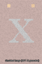 A simulated image of the stitched needlepoint design: Banner 13m Squared X White on Pink. Not A.I. generated.