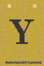 A simulated image of the stitched needlepoint design: Banner 13m Squared Y Black on Yellow. Not A.I. generated.